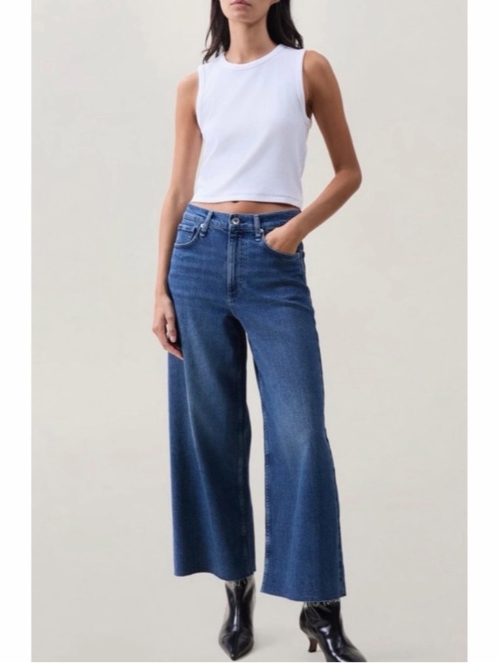 Rag & Bone Serena Crop Medium Wash Wide Leg Jean Womens Size 28